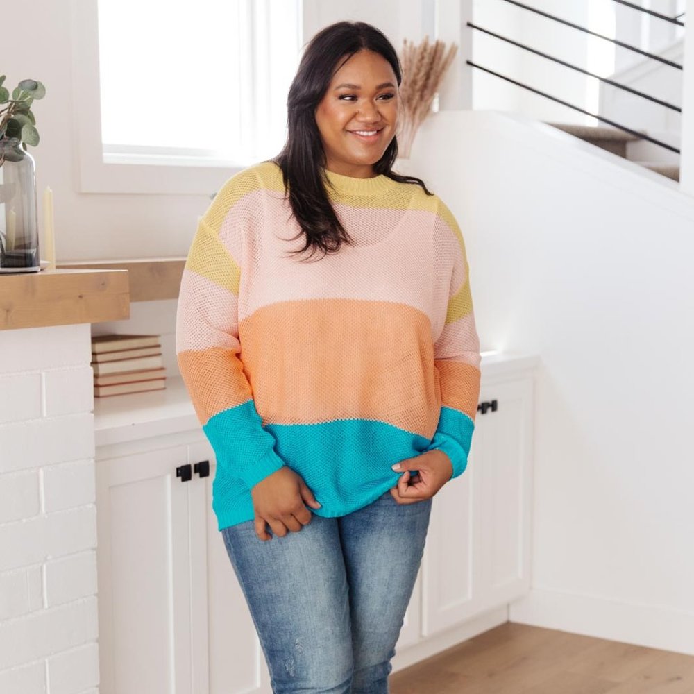 New! Colorblock Spring Color Sweater! - Picture 7 of 7